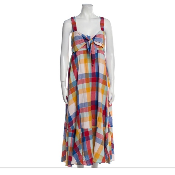 HATCH MATERNITY PLAID RAINBOW COLORFUL MULTI SIZE 1 SUMMER DRESS MIDI MAXI - Picture 1 of 5